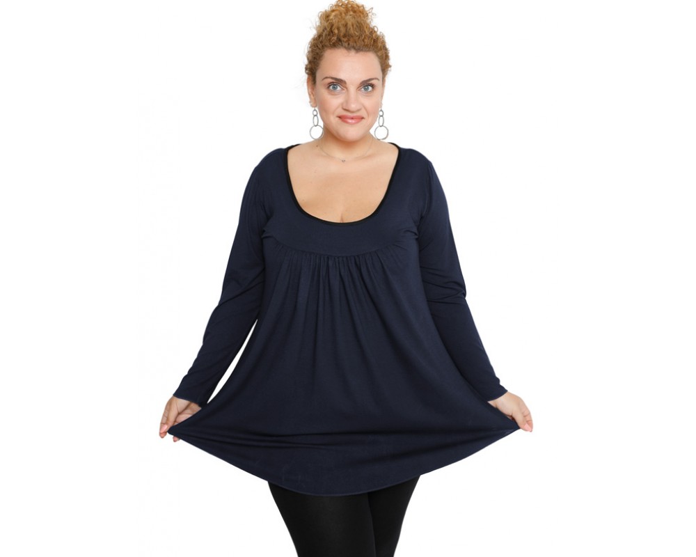 B19-244 Evaze blouse - Navy Blue Plus Size