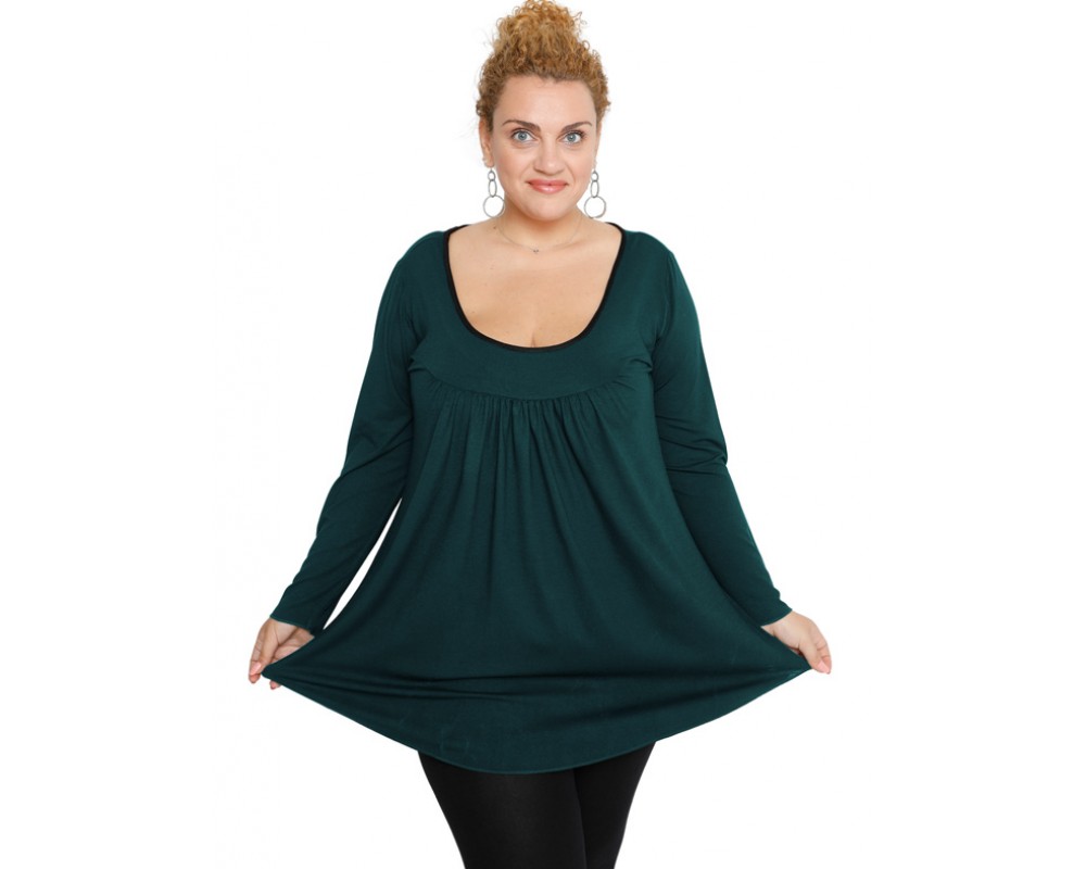 B19-244 Evaze blouse - Petrol Plus Size