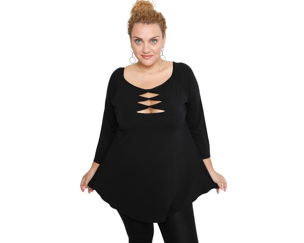B19-246 Classic blouse - Black Plus Size