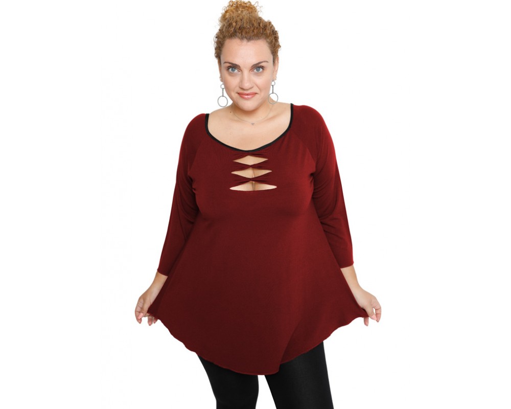 B19-246 Classic blouse - Bordeaux Plus Size