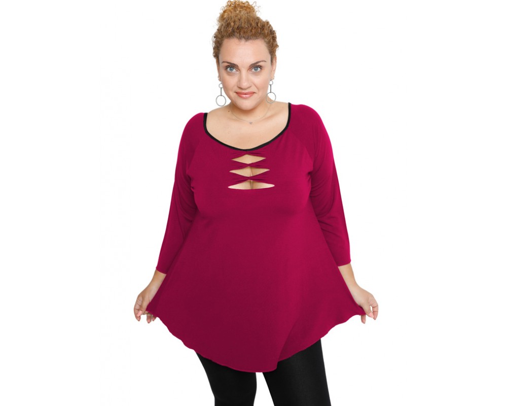 B19-246 Classic blouse - Fuchsia Plus Size