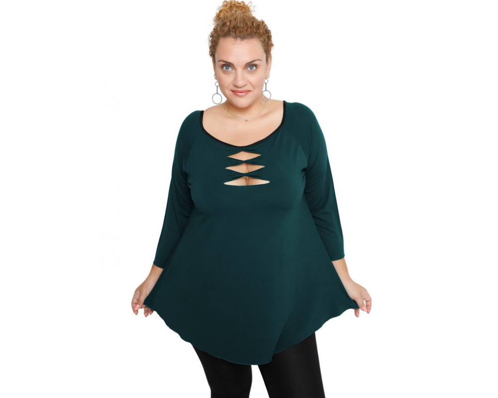 B19-246 Classic blouse - Petrol Plus Size