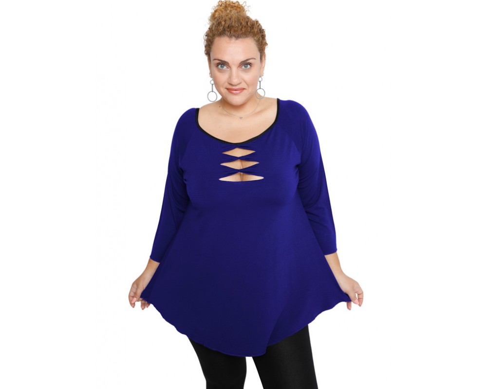 B19-246 Classic blouse - Royal Blue Plus Size