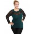 B19-247D Classic blouse with lace - Petrol
