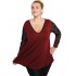 B19-251D Alpha blouse with lace on sleeves - Bordeaux