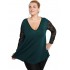B19-251D Alpha blouse with lace on sleeves - Petrol