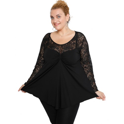B19-253D Alpha blouse with lace - Black