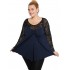 B19-253D Alpha blouse with lace - Navy Blue