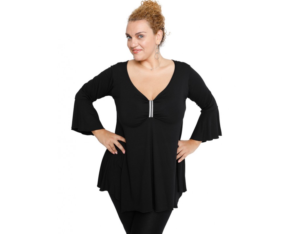 B19-255 Alpha blouse - Black Plus Size