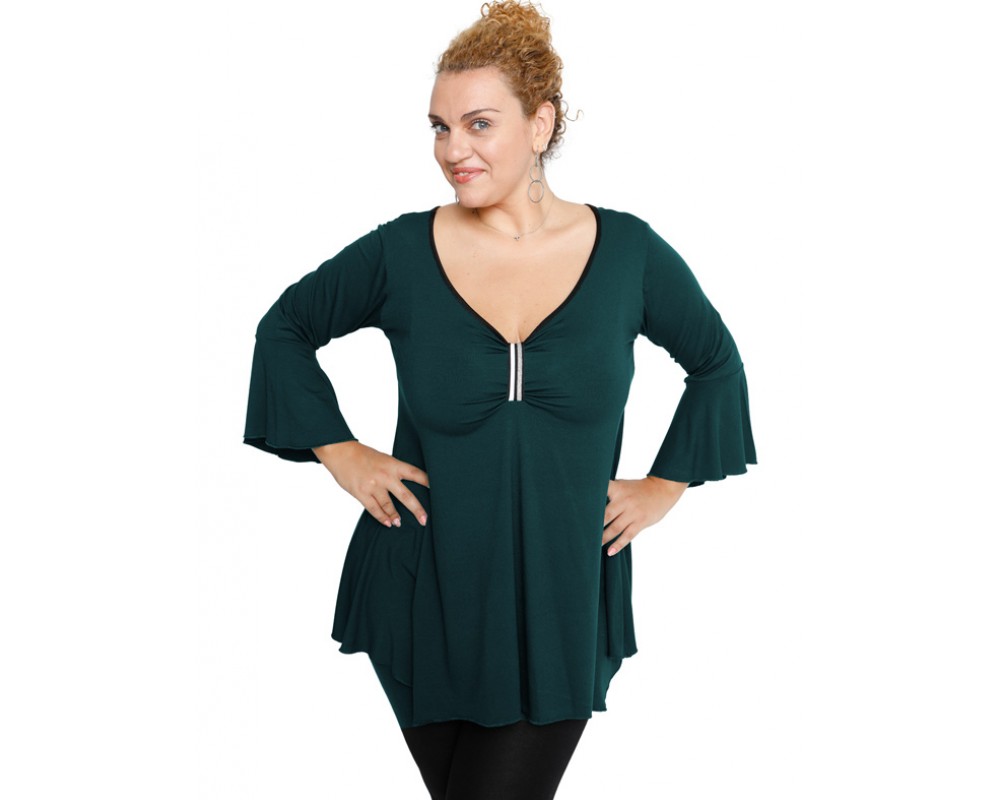 B19-255 Alpha blouse - Petrol Plus Size