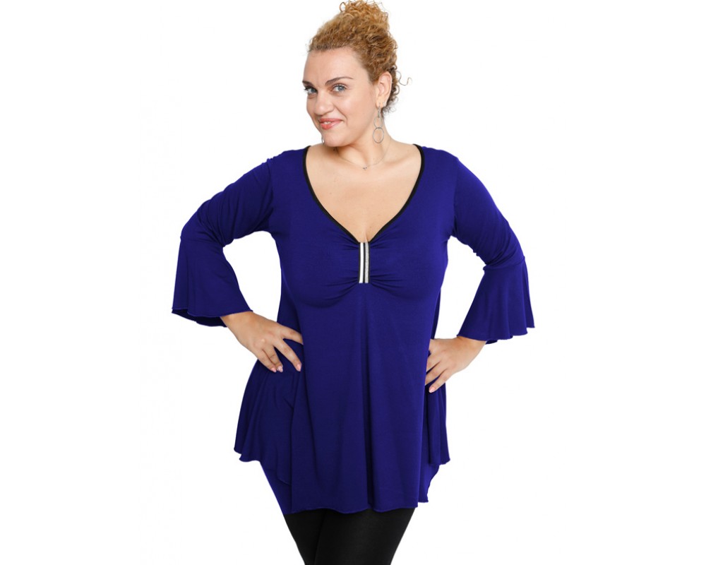 B19-255 Alpha blouse - Royal Blue Plus Size