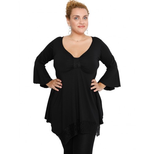 B19-255D Alpha blouse with lace - Black