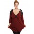 B19-279D Classic blouse with lace on shoulders - Bordeaux