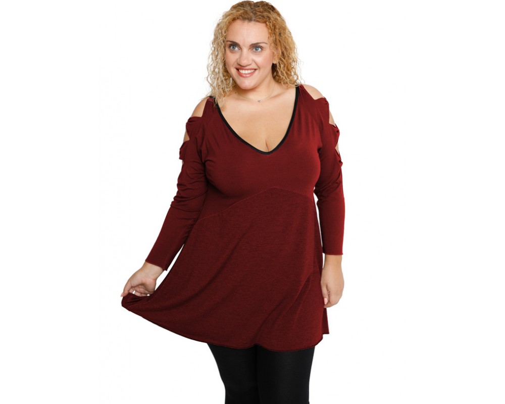 B19-281 Evaze blouse - Bordeaux Plus Size