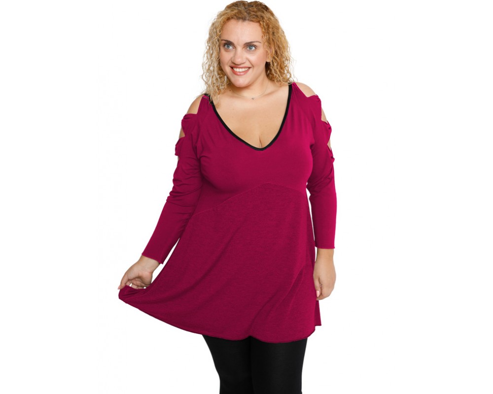 B19-281 Evaze blouse - Fuchsia Plus Size