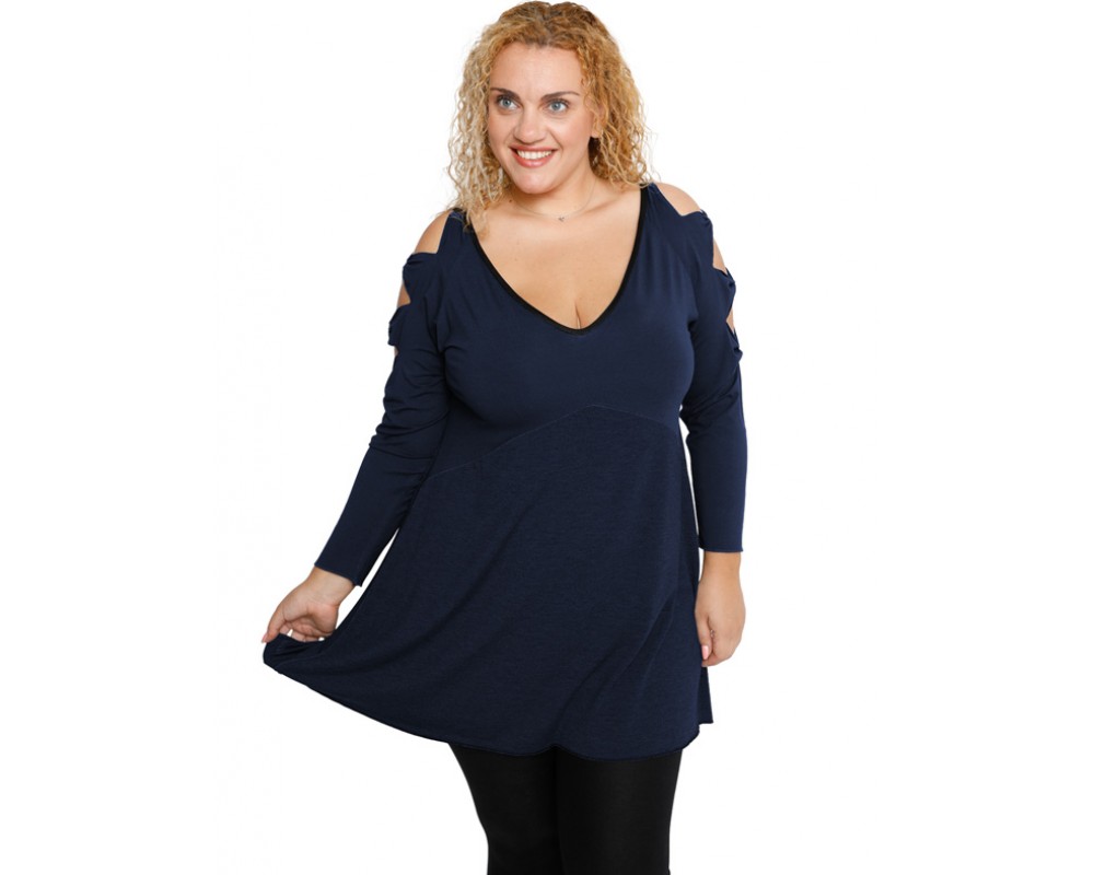 B19-281 Evaze blouse - Navy Blue Plus Size
