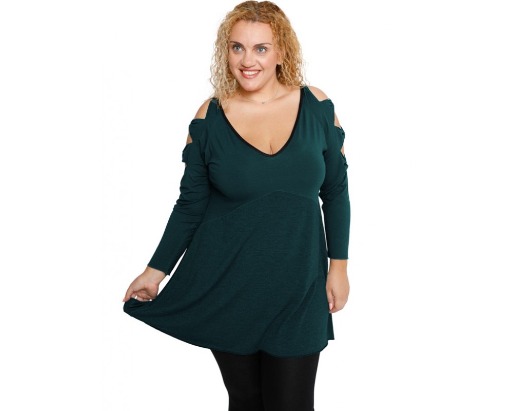 B19-281 Evaze blouse - Petrol Plus Size