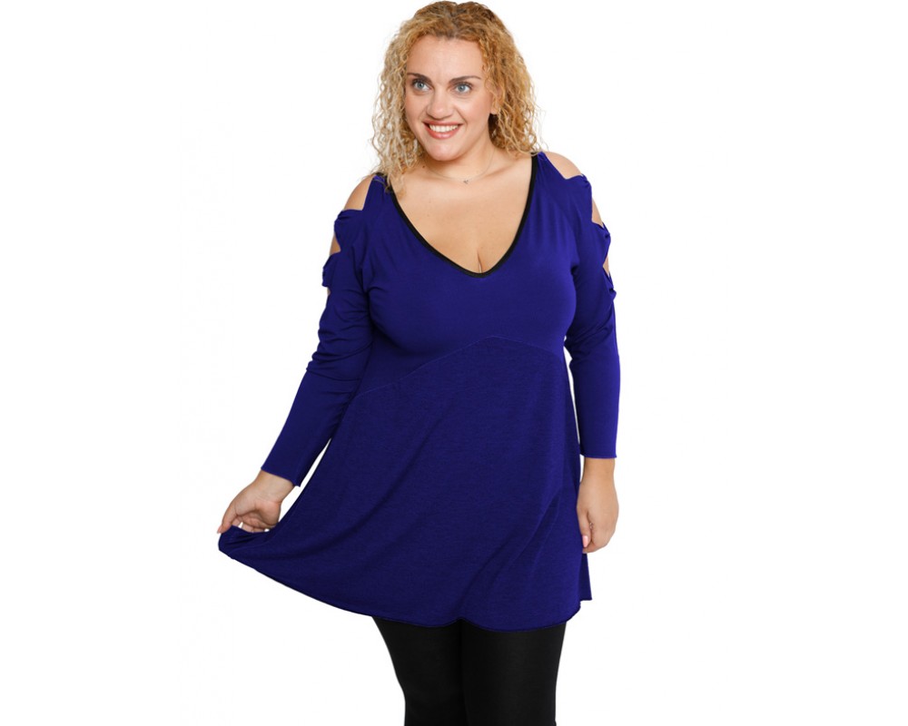 B19-281 Evaze blouse - Royal Blue Plus Size