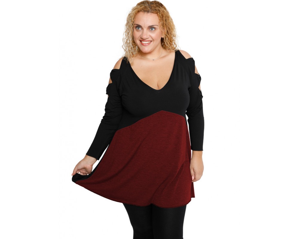 B19-281B Evaze blouse - Bordeaux Plus Size