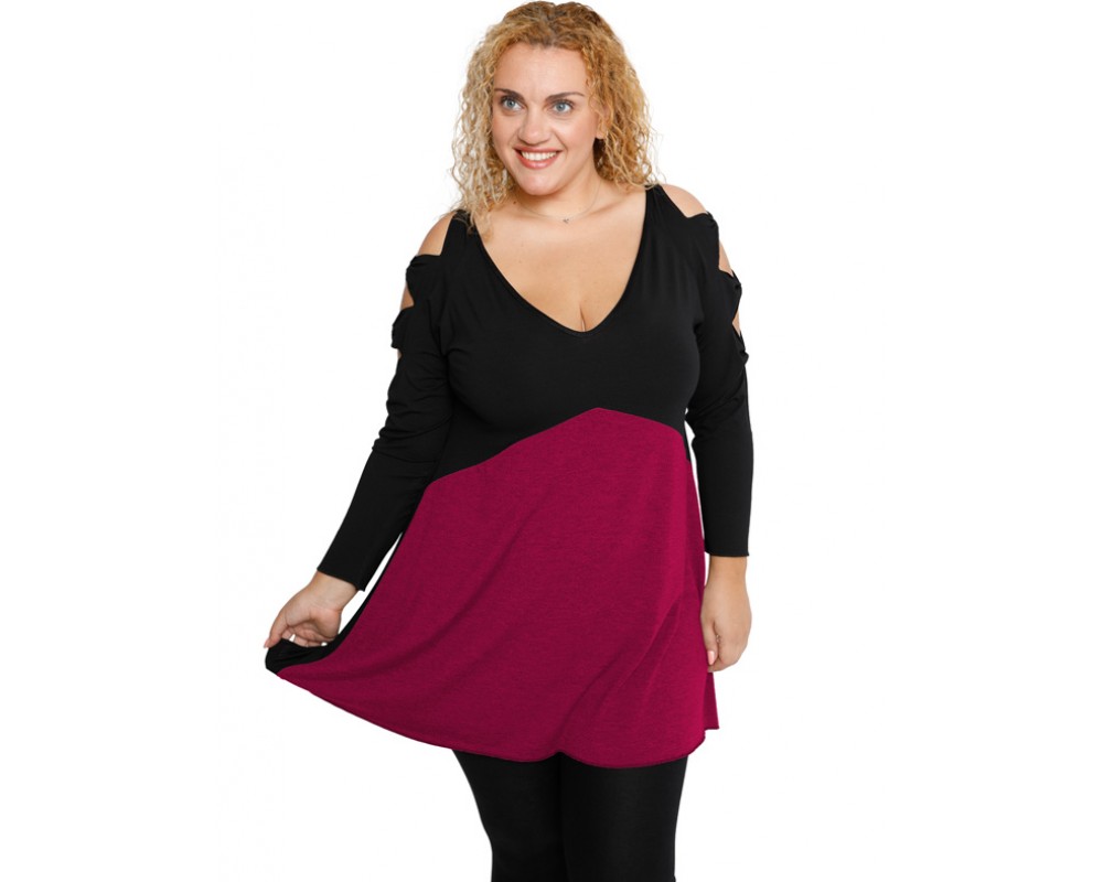 B19-281B Evaze blouse - Fuchsia Plus Size