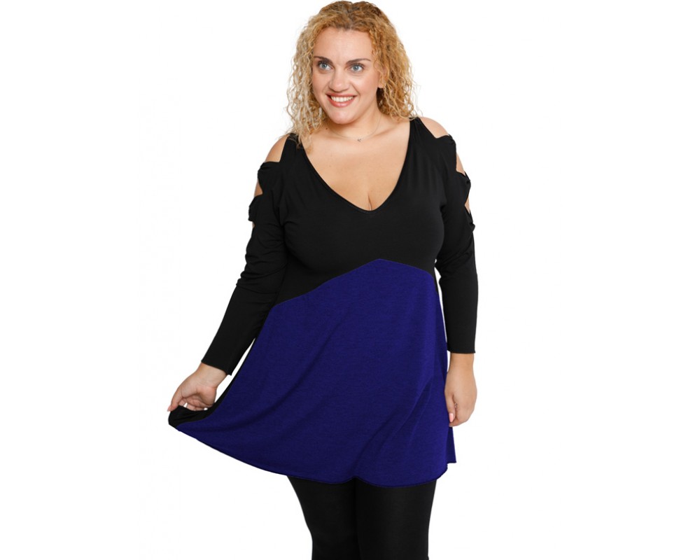 B19-281B Evaze blouse - Royal Blue Plus Size