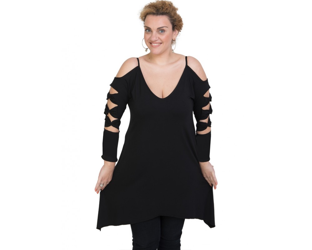 B19-282 Evaze blousedress - Black Plus Size