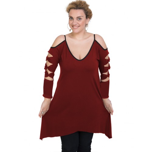 B19-282 Evaze blousedress - Bordeaux