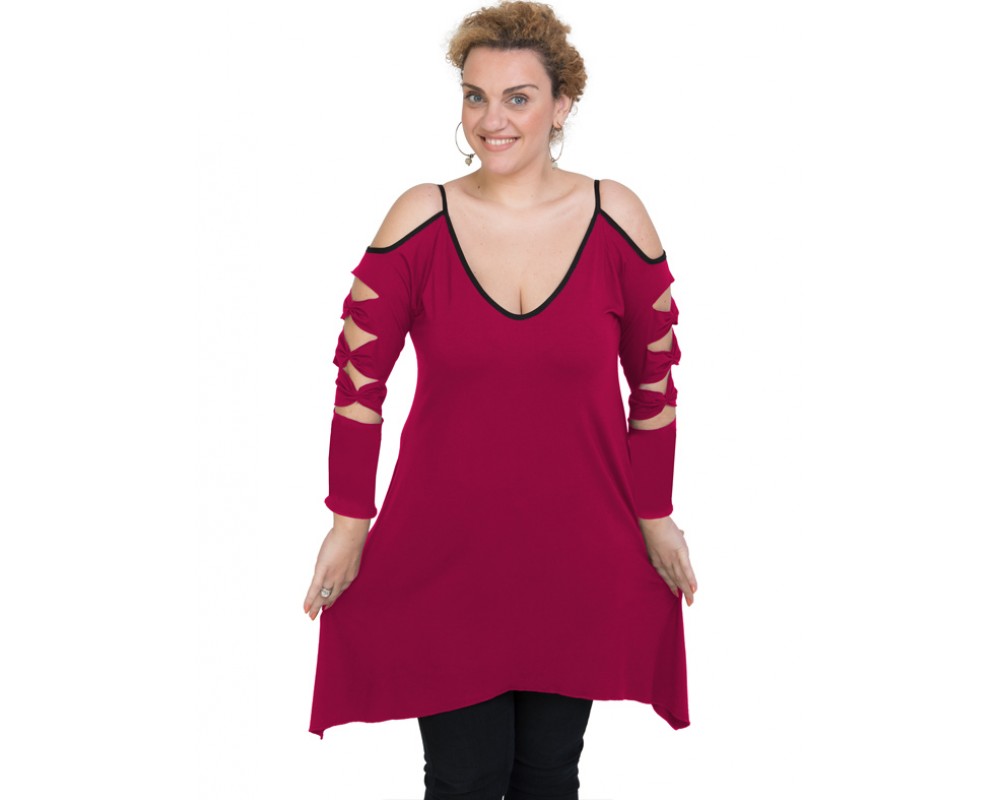 B19-282 Evaze blousedress - Fuchsia Plus Size