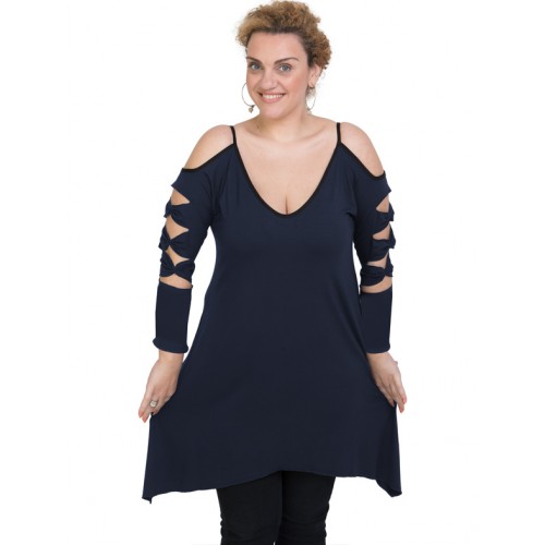 B19-282 Evaze blousedress - Navy Blue B19-282 Evaze blousedress - Navy Blue
