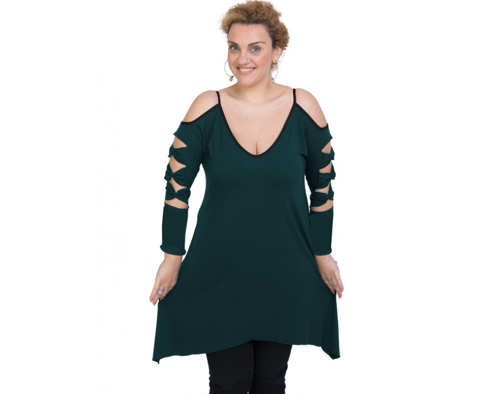 B19-282 Evaze blousedress - Petrol Plus Size