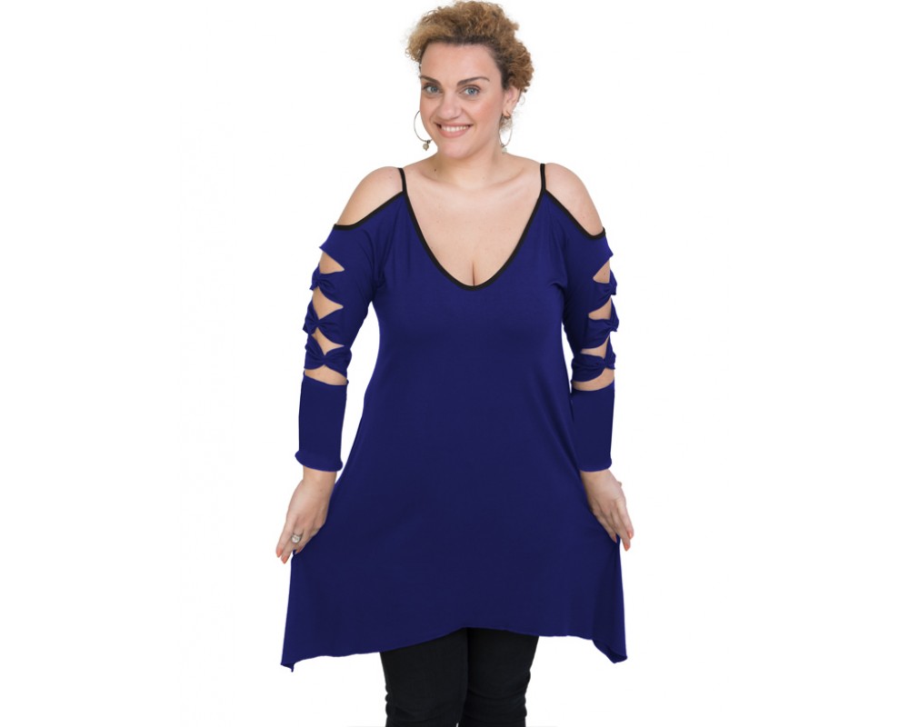 B19-282 Evaze blousedress - Royal Blue Plus Size