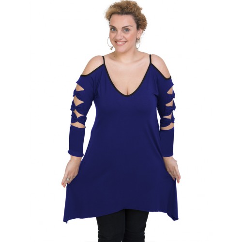 B19-282 Evaze blousedress - Royal Blue B19-282 Evaze blousedress - Royal Blue