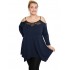 B19-283D Alpha blouse with lace on chest - Navy Blue