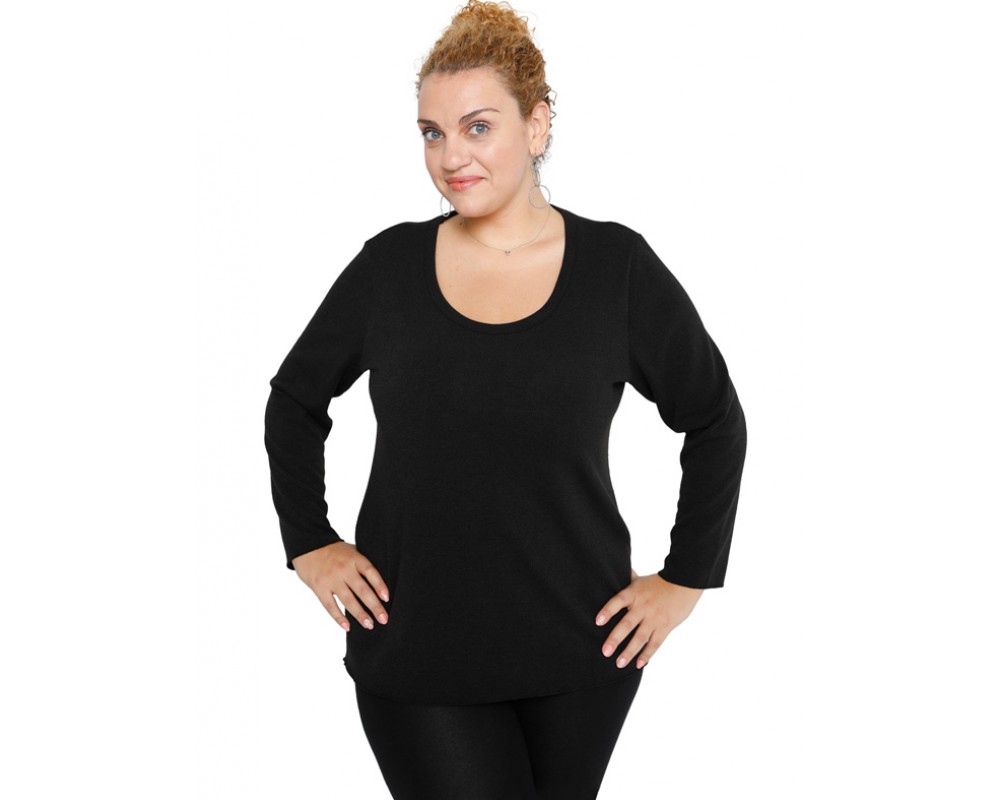 B19-308U Knitted blouse - Black Plus Size