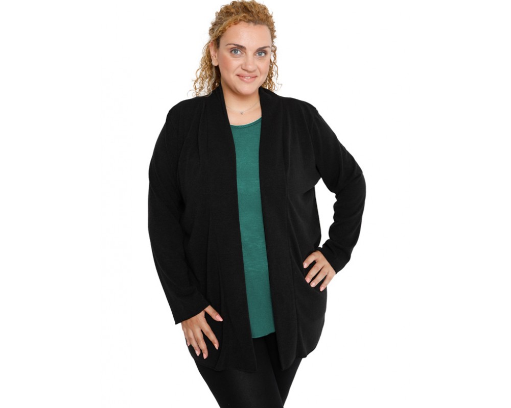 B19-340 Classic cardigan - Black Plus Size