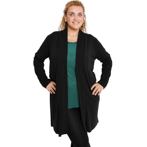 B19-342 Classic long cardigan - Black