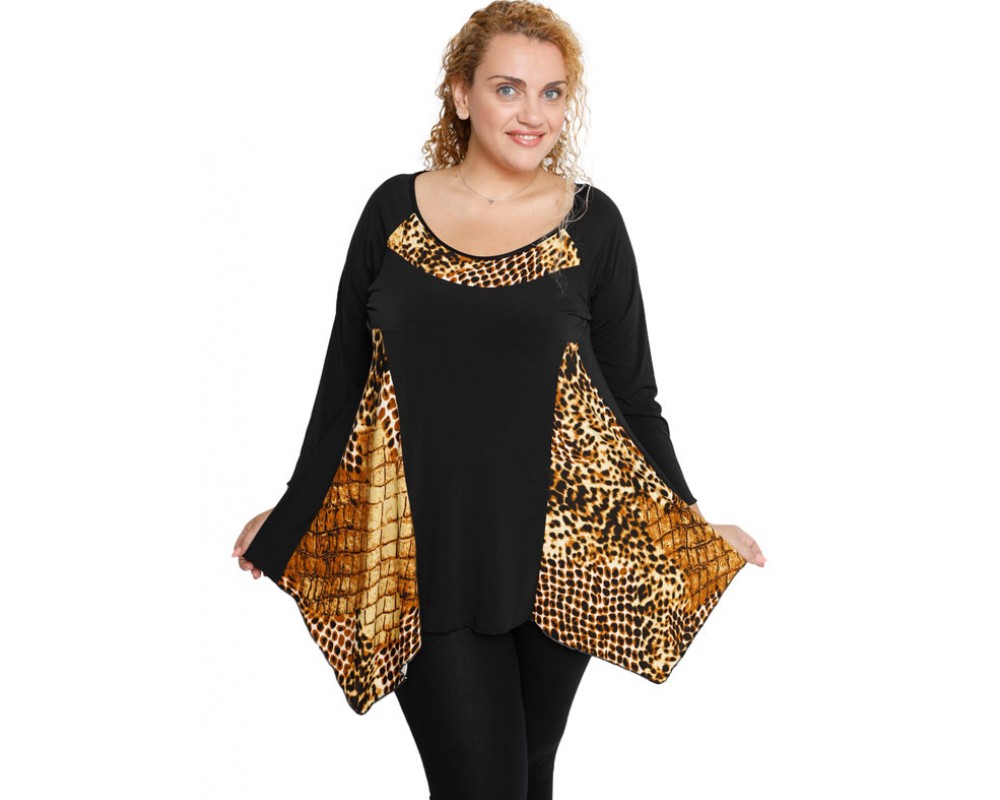 B19-3750 Classic asymmetric blouse - Rust Plus Size
