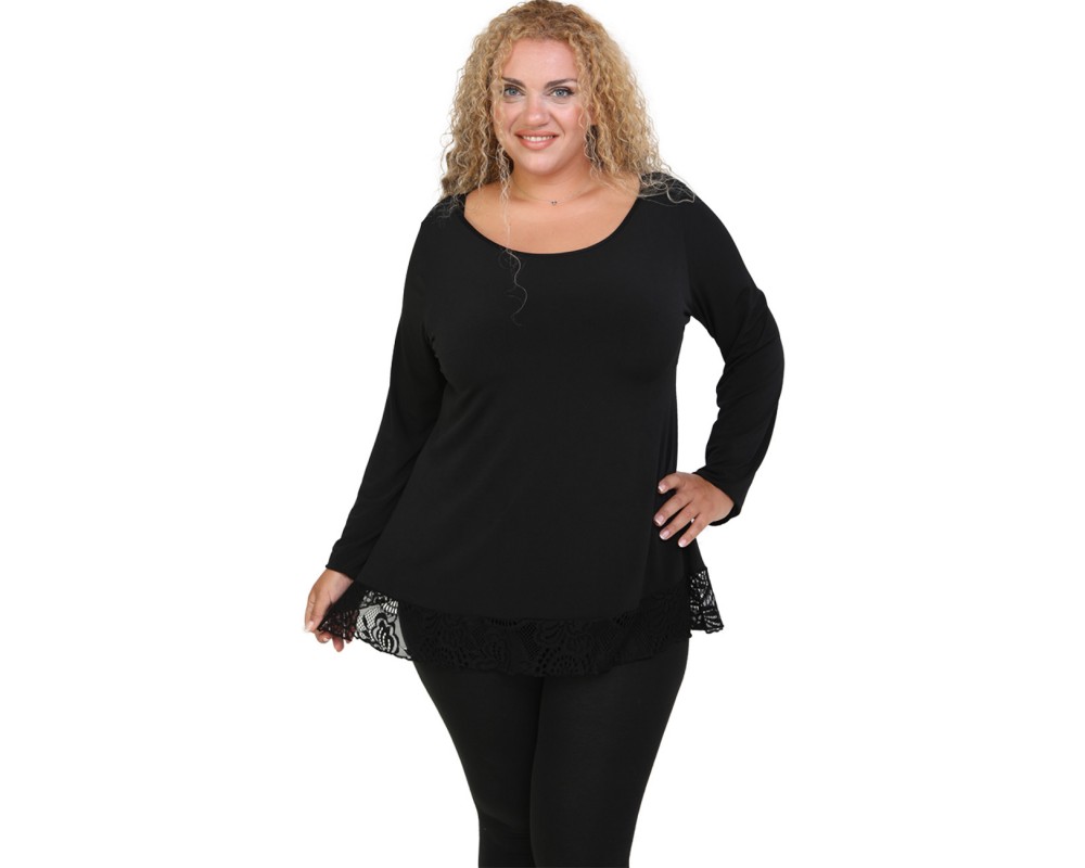 B20-108LD Evaze jersey blouse with lace Plus Size