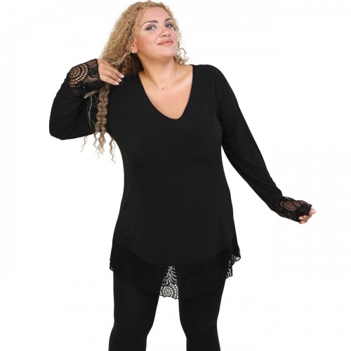 B20-108LDV Evaze Jersey blouse with lace