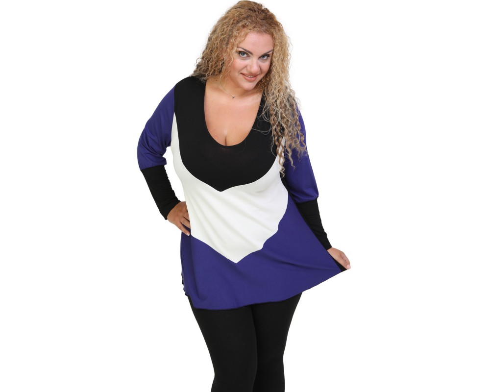 B20-108LK Evaze jersey blouse 3-colors - Blue-roi Plus Size