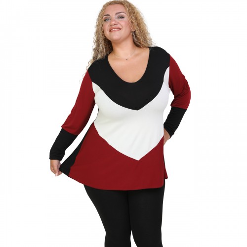 B20-108LK Evaze jersey blouse 3-colors - Bordeaux