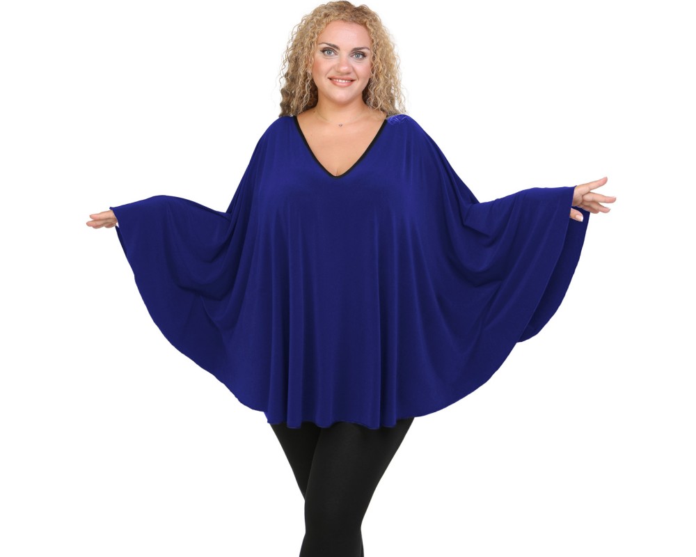Jersey Umbrella Blouse - Blue Roi Plus Size
