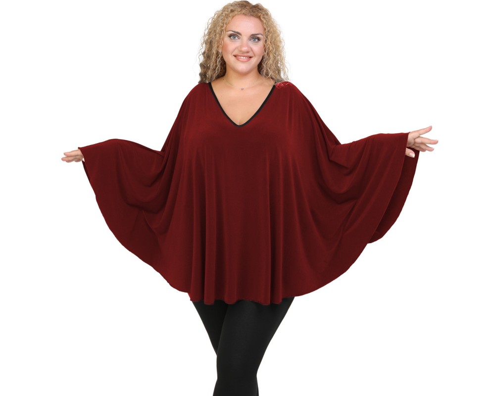 Jersey Umbrella Blouse - Bordeaux Plus Size