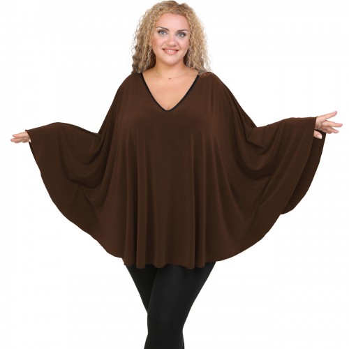 Jersey Umbrella Blouse - Brown Jersey Umbrella Blouse - Brown