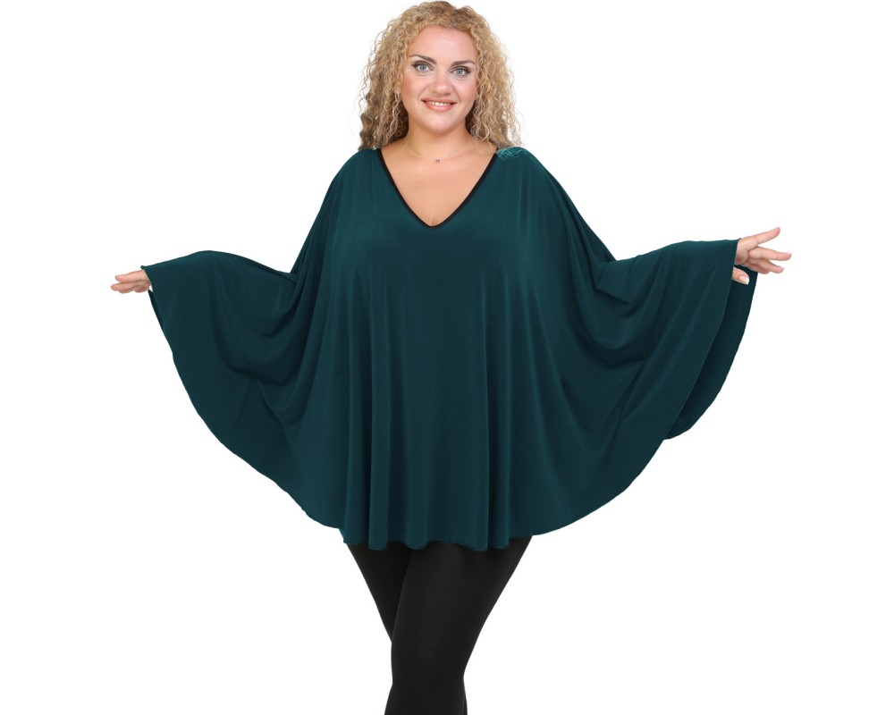 Jersey Umbrella Blouse - Petrol Plus Size