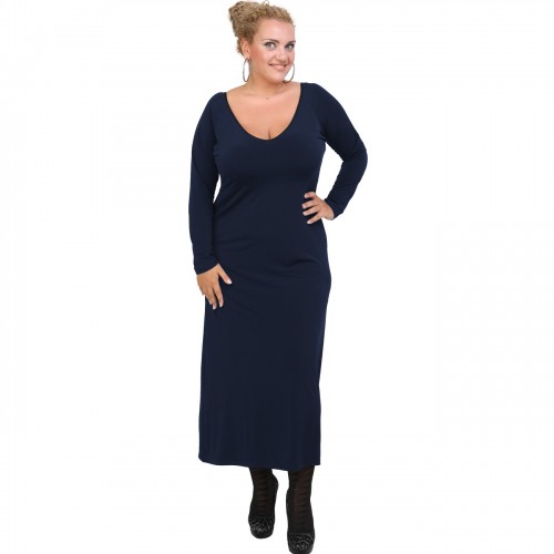 B20-123FK Long Jersey Dress - Blue-marin