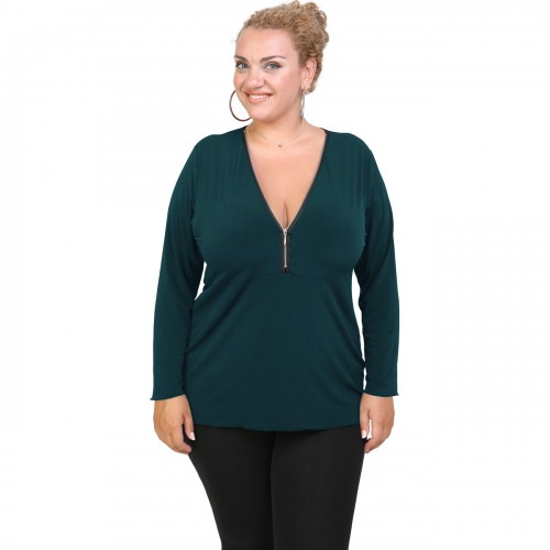 B20-190 Jersey Blouse with zipper - Petrol