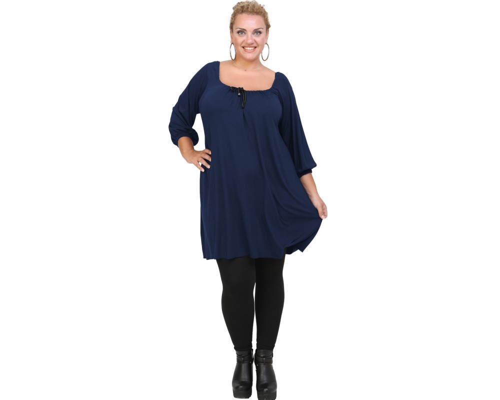B20-245M Blousedress in blue-marin Plus Size