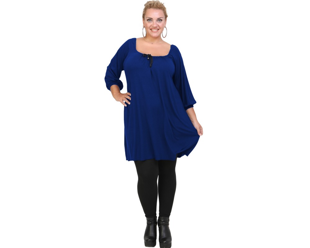 B20-245M Blousedress in blue-roi Plus Size