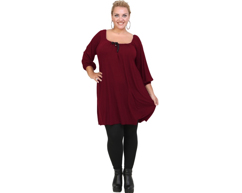 B20-245M Blousedress in bordeaux Plus Size